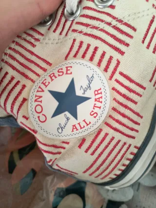 Converse All Star Scarpe Alte Rosse Bianche
