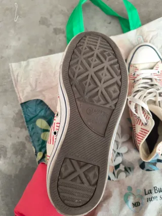 Converse All Star Scarpe Alte Rosse Bianche