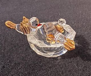 Miniatura in cristallo con uccelli da bagno