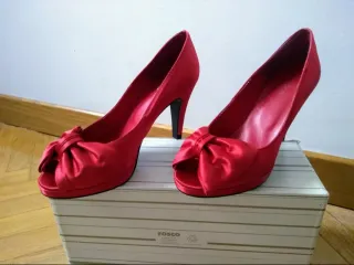 Zapatos Fosco Talla 37 Rojo Tacón Plataforma