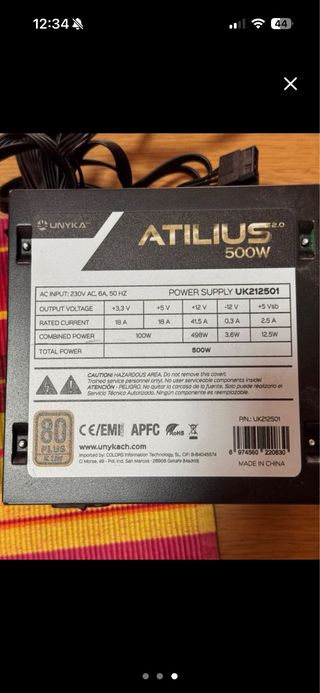 Placa Base ASUS PRIME A520M-K + fuente atiliu 500w