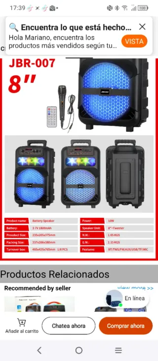 Altavoz Bluetooth con Micrófono y Mando