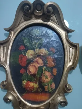 Coppia Quadri Floreali Dorati