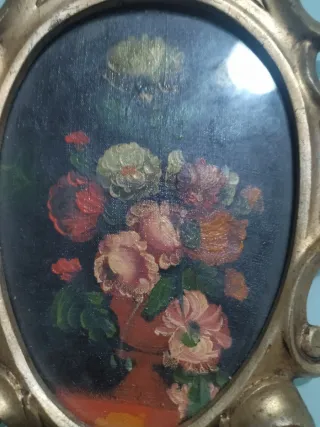 Coppia Quadri Floreali Dorati