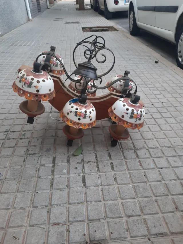 Lámpara de techo rustico cerámica y metal