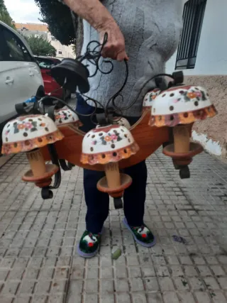 Lámpara de techo rustico cerámica y metal