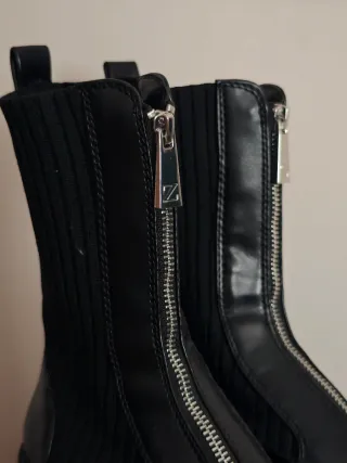 Botines Zara Negros Plataforma Cremallera