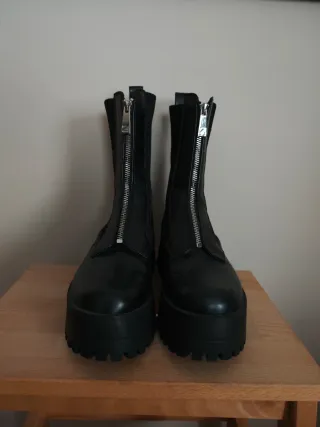 Botines Zara Negros Plataforma Cremallera
