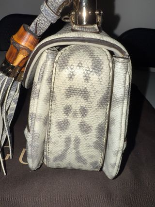 Bolso Gucci Vintage Piel Serpiente Gris/Blanco