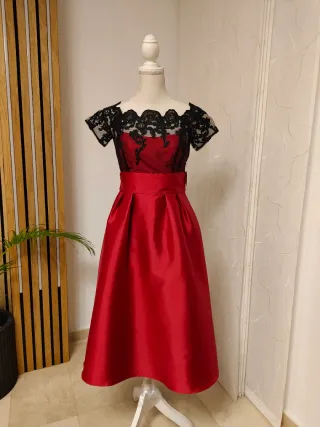 Vestido elegante rojo y negro