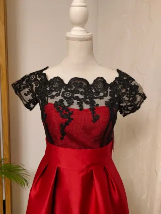 Vestido elegante rojo y negro