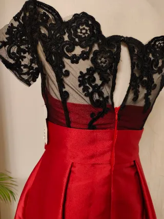 Vestido elegante rojo y negro