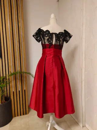 Vestido elegante rojo y negro