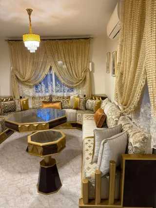 Sofá modular tela y madera