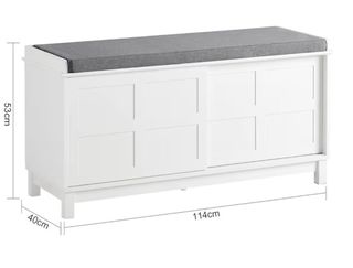 Banco Cómoda con Asiento Acolchado Blanco 2ud.