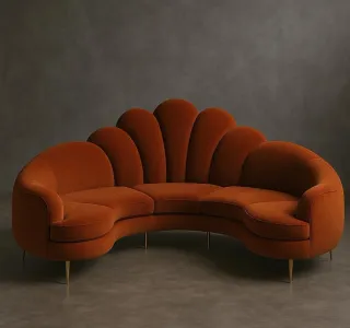 Divano Curvo in Velluto Giallo