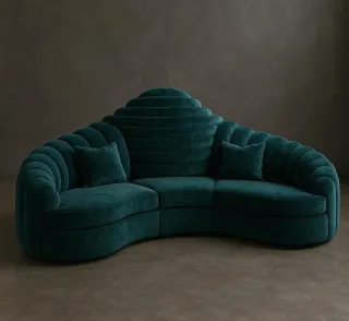 Divano Curvo in Velluto Giallo