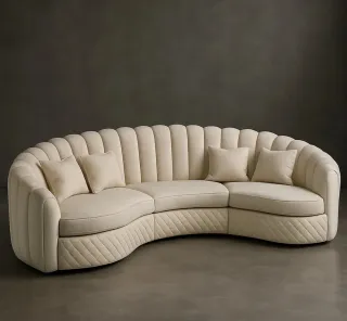 Divano Curvo in Velluto Giallo