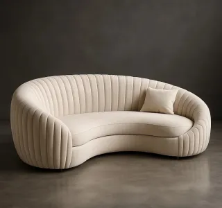 Divano Curvo in Velluto Giallo