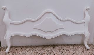 Cabecero, pie, somier de cama vintage blanco
