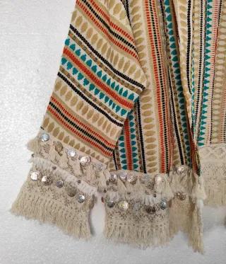 Chaqueta Boho Étnica Flecos Monedas Talla M