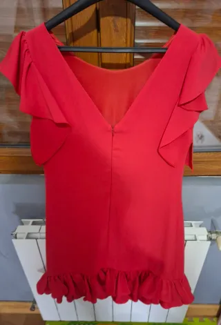 Vestido fiesta corto gasa volantes talla S