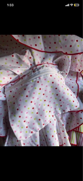 Traje Flamenca Niña Blanco Lunares Rojos