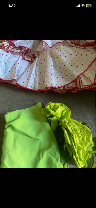 Traje Flamenca Niña Blanco Lunares Rojos