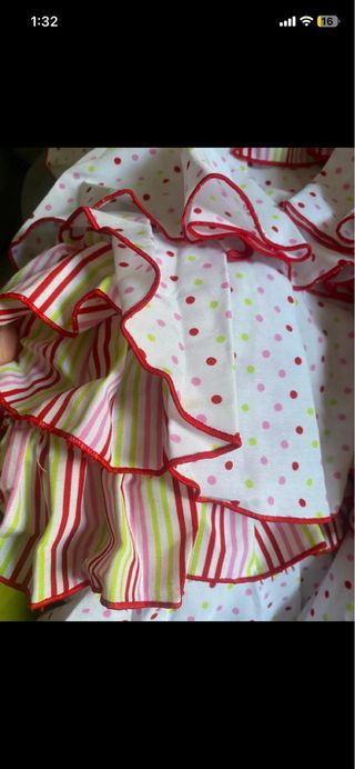 Traje Flamenca Niña Blanco Lunares Rojos