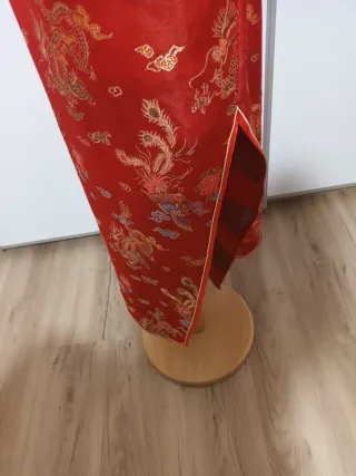 Vestido Seda Brocado Dragones Oriental