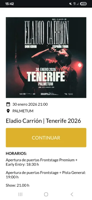 Entrada Eladio Carrion a 49€