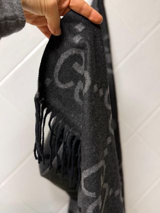 Pañuelo Gucci GG Seda-Lana Jacquard Gris Negro