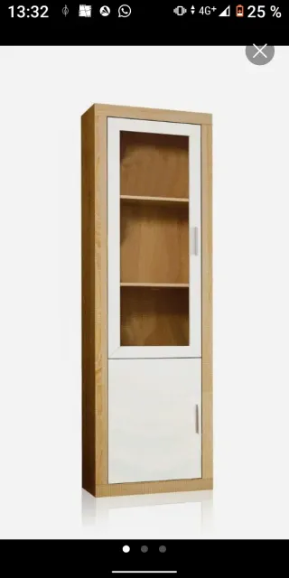 Vitrina Blanca y Roble Cambria