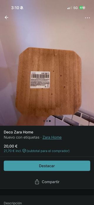 Adorno de madera Zara Home