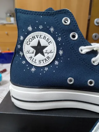 Converse ricamate blu taglia 37.5