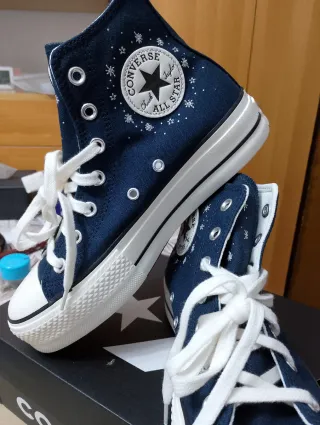 Converse ricamate blu taglia 37.5