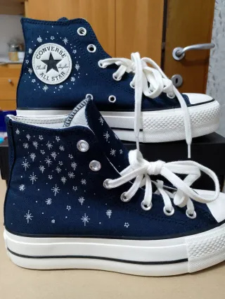 Converse ricamate blu taglia 37.5