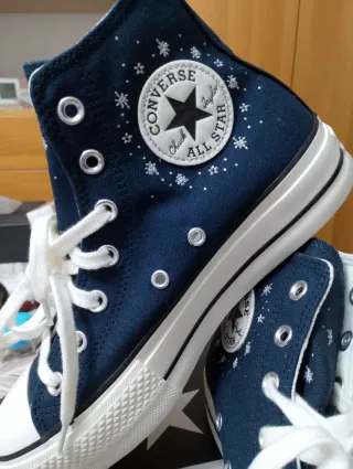 Converse ricamate blu taglia 37.5