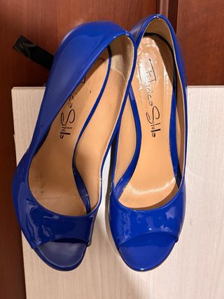Scarpe Federica Silei blu vernice tacco