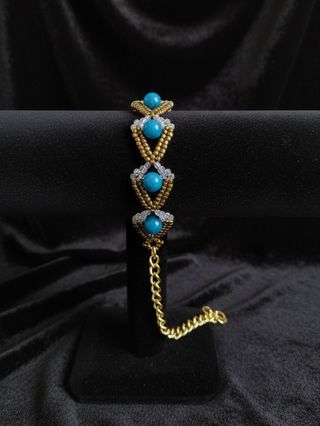 Bracciale Artigianale Vintage Bronzo gemme Apatite