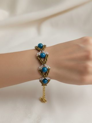 Bracciale Artigianale Vintage Bronzo gemme Apatite