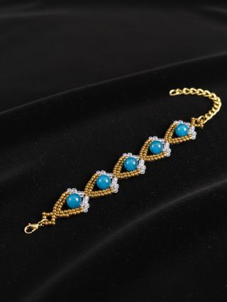 Bracciale Artigianale Vintage Bronzo gemme Apatite