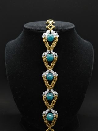 Bracciale Artigianale Vintage Bronzo gemme Apatite