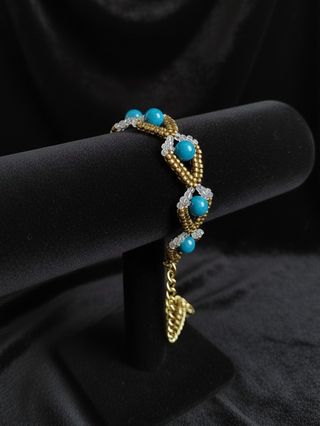 Bracciale Artigianale Vintage Bronzo gemme Apatite