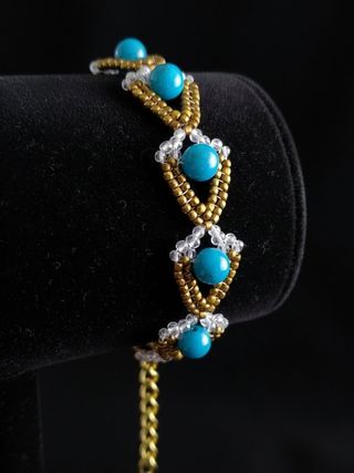 Bracciale Artigianale Vintage Bronzo gemme Apatite