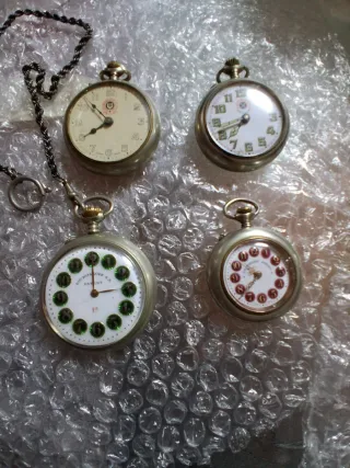 Lote 4 relojes bolsillo antiguos Roskopf