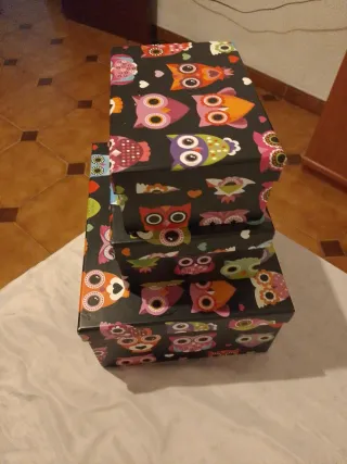 Cajas de almacenaje con búhos
