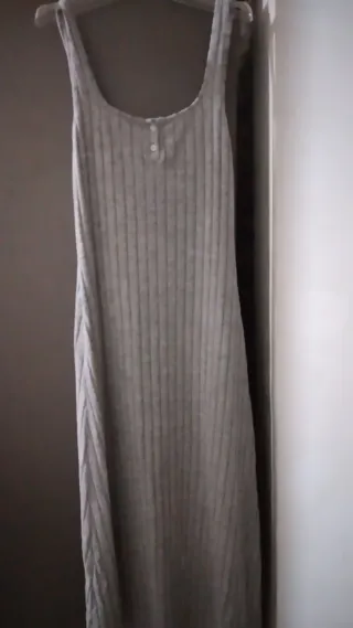 Vestito lungo grigio a costine