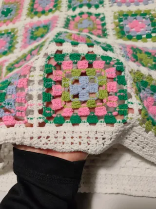 Vestido crochet granny squares blanco caladito