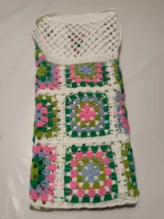 Vestido crochet granny squares blanco caladito